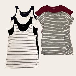 Lot of 6 Bump Start Maternity T Shirts 4 Tanks/2 Ruched Tees Comfy